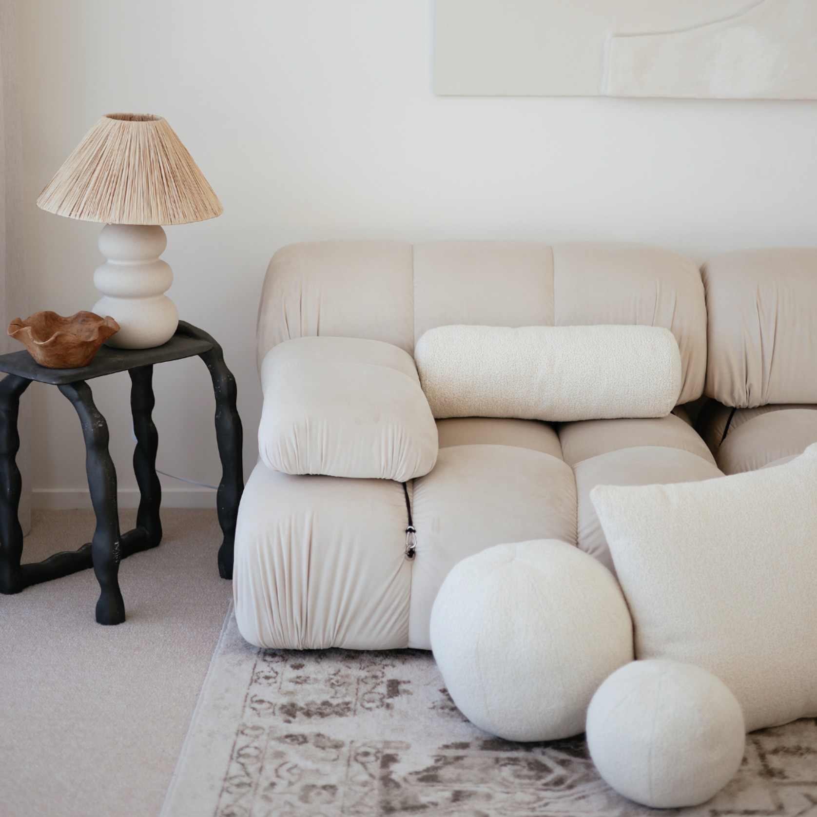 Boucle Large Round Cushion gallery detail image