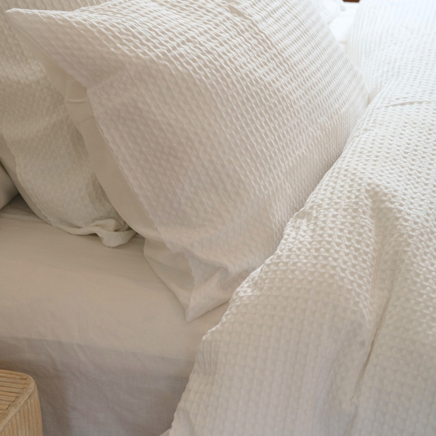 100% Cotton Waffle Duvet Set- White gallery detail image