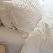 100% Cotton Waffle Duvet Set- White gallery detail image