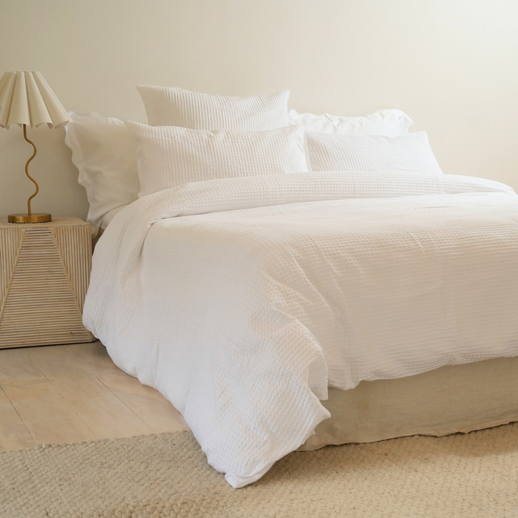 100% Cotton Waffle Duvet Set- White gallery detail image