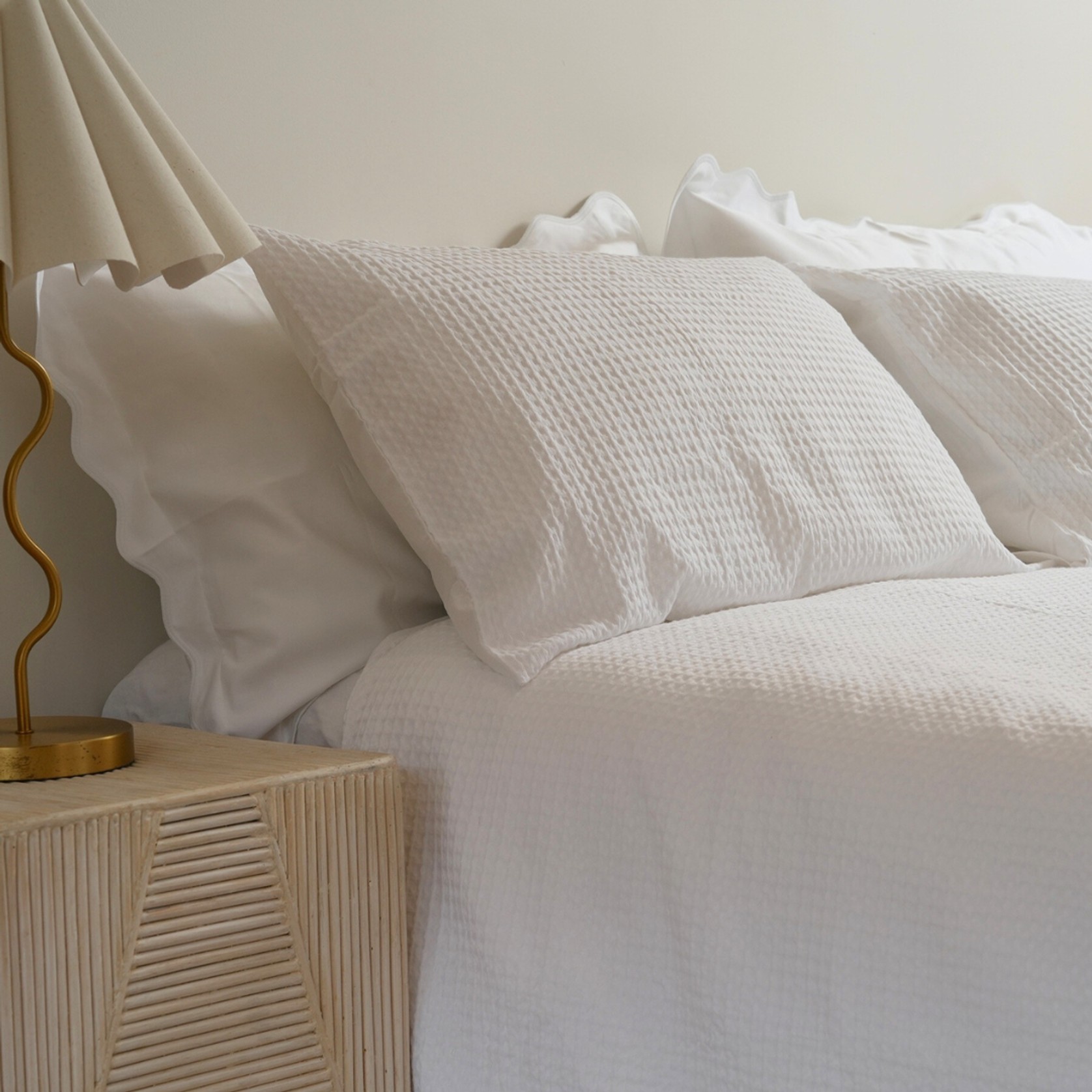 100% Cotton Waffle Duvet Set- White gallery detail image