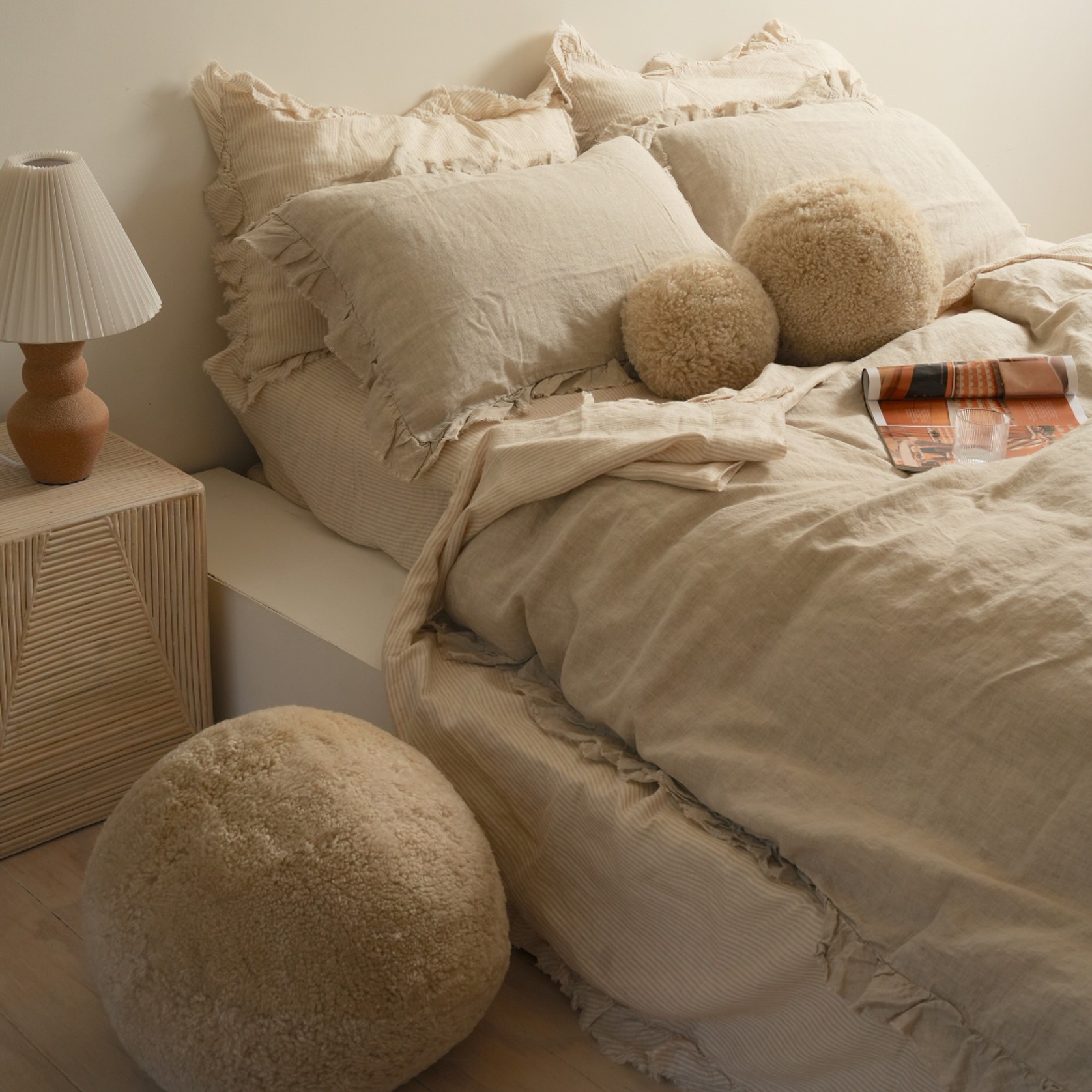 Sheepskin Ball Cushion - Large gallery detail image