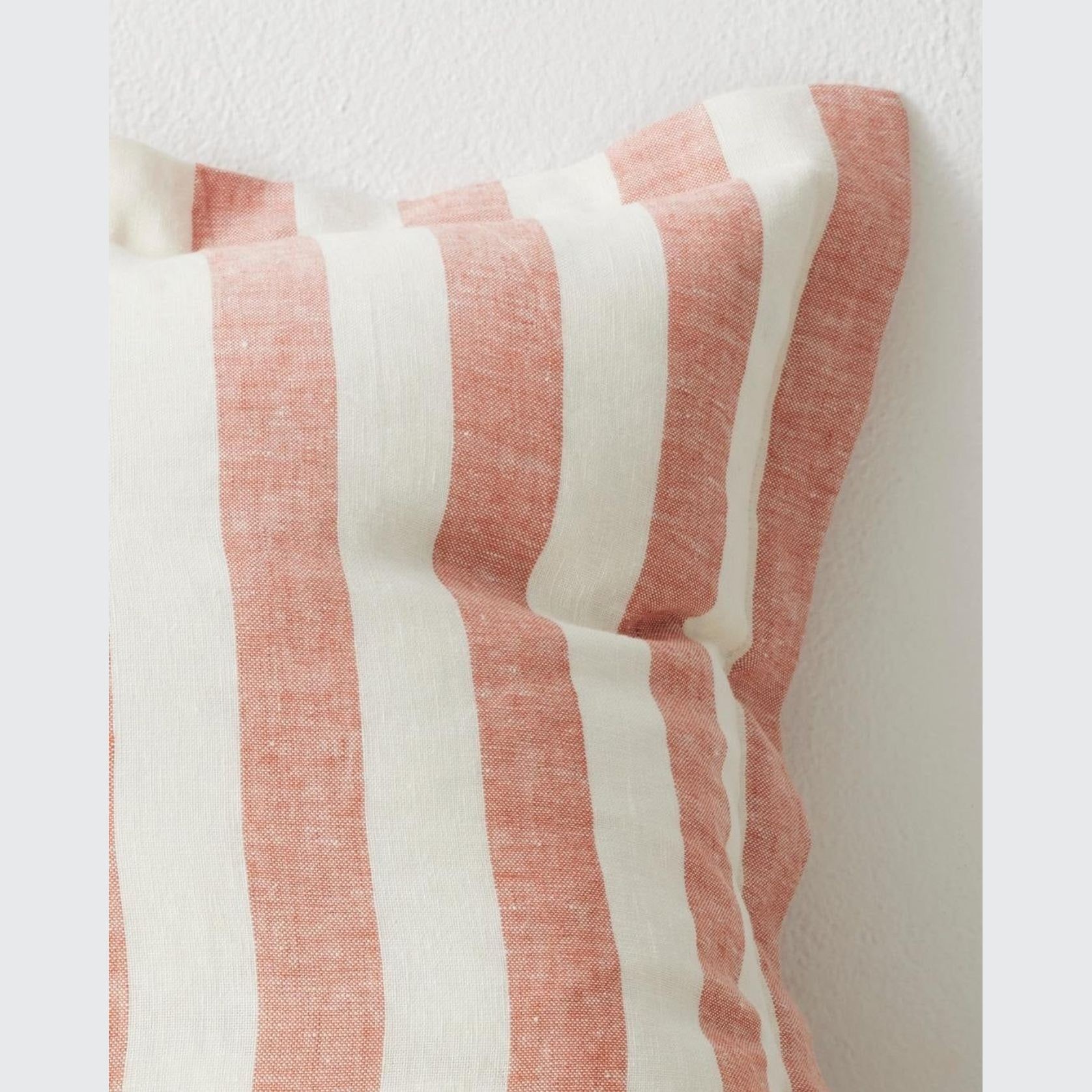 Weave Home Vito Striped Linen Cushion - Coral | 50 x 50cm gallery detail image