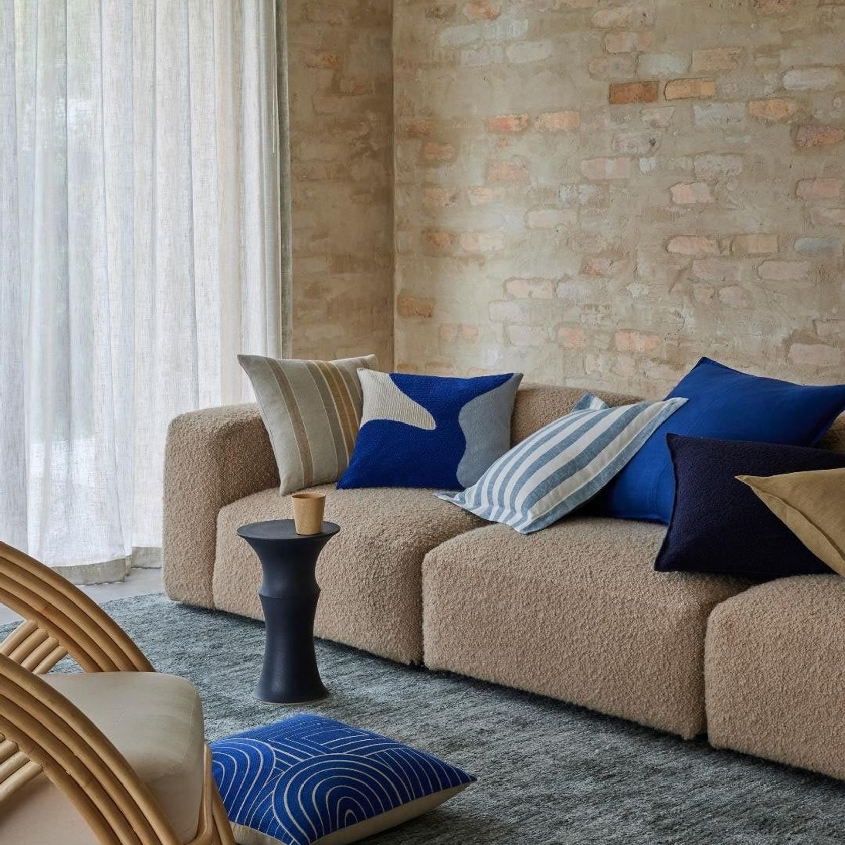 Weave Home European Linen Como Cushion - Cobalt | Three Sizes gallery detail image