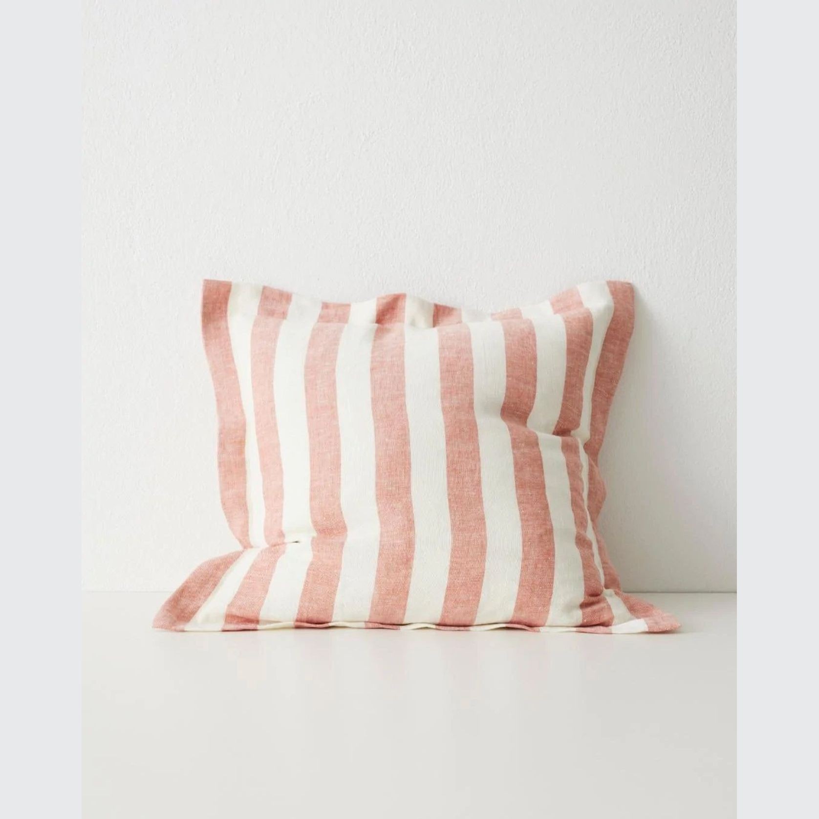 Weave Home Vito Striped Linen Cushion - Coral | 50 x 50cm gallery detail image