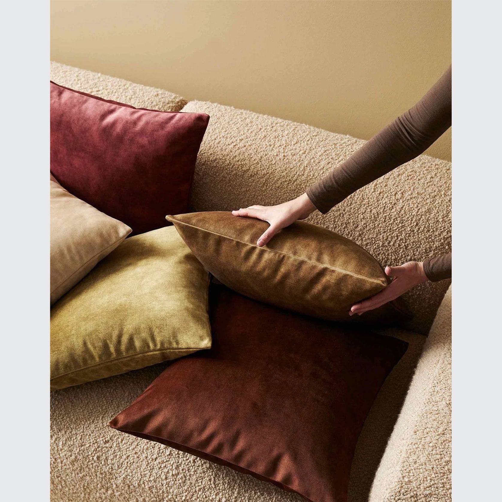 Weave Home Ava Velvet Cushion - Chartreuse | 50 x 50cm gallery detail image