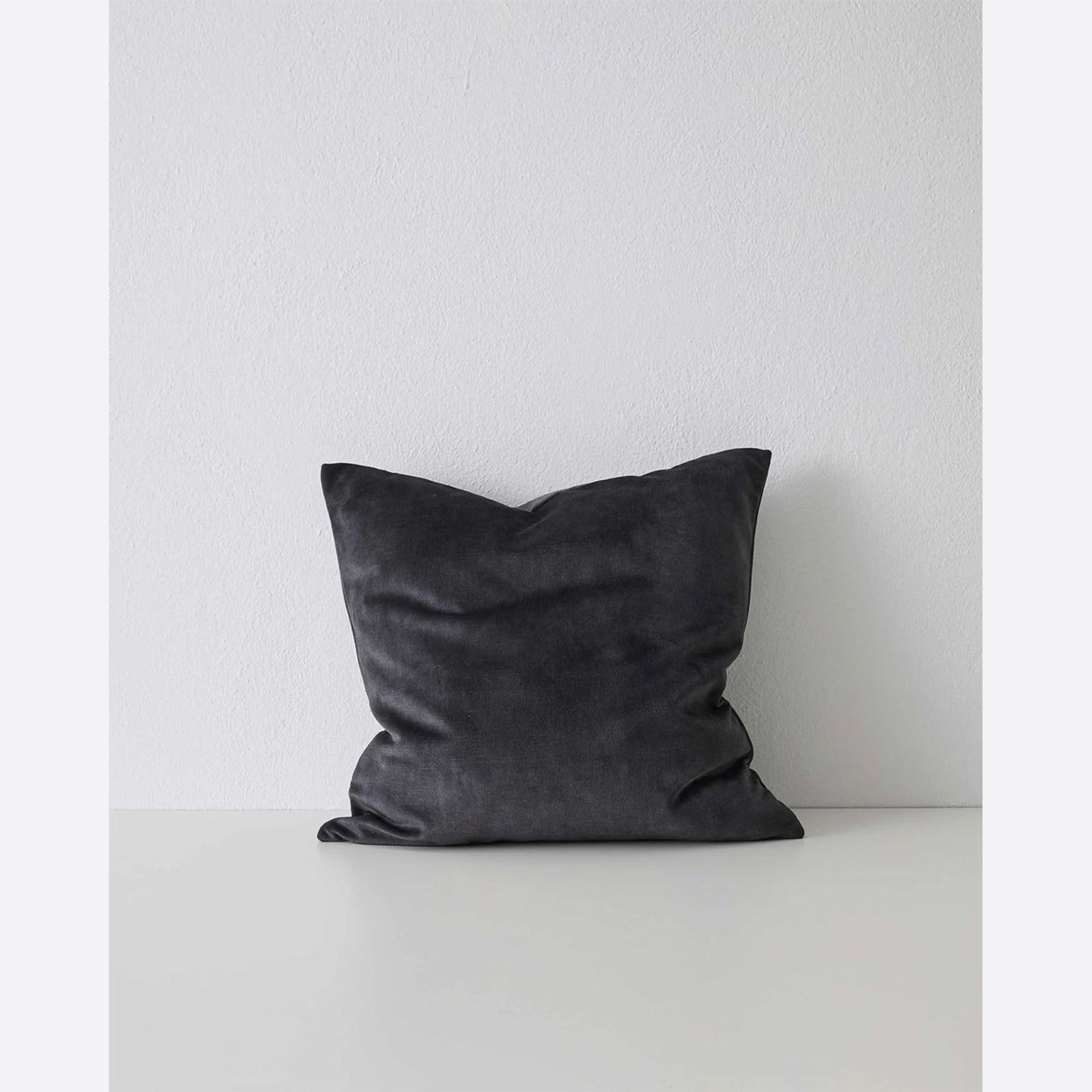 Weave Home Ava Velvet Cushion - Coal | 50 x 50cm gallery detail image