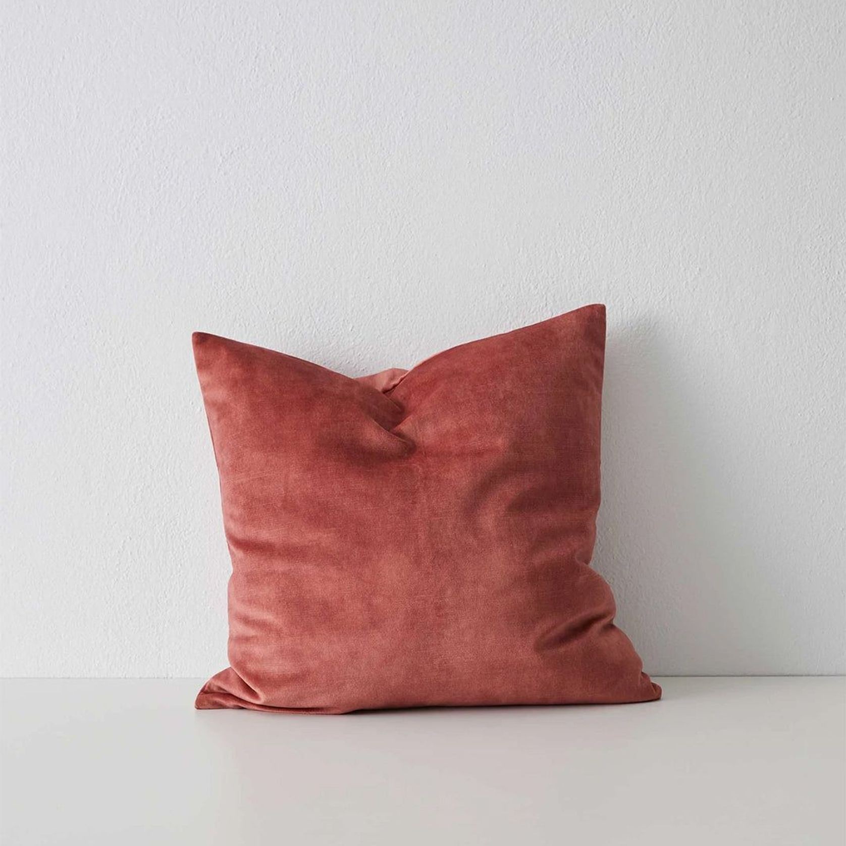 Weave Home Ava Velvet Cushion - Coral | 50 x 50cm gallery detail image