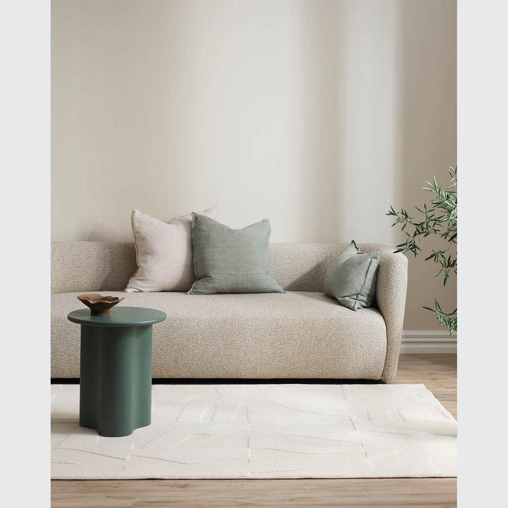 Baya Arcadia Handwoven Linen Cushion - Sage | Lumbar gallery detail image