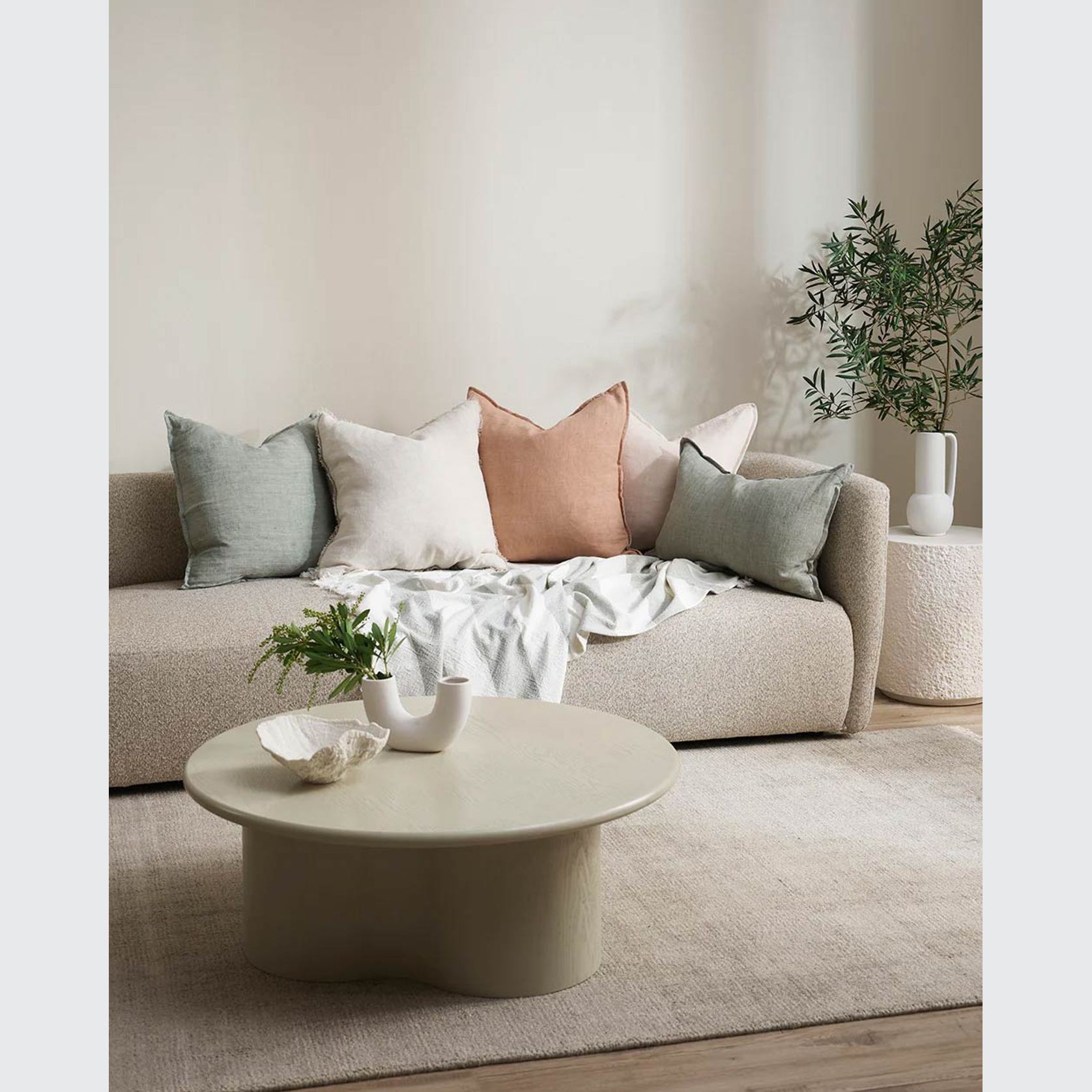 Baya Arcadia Handwoven Linen Cushion - Sage | Lumbar gallery detail image