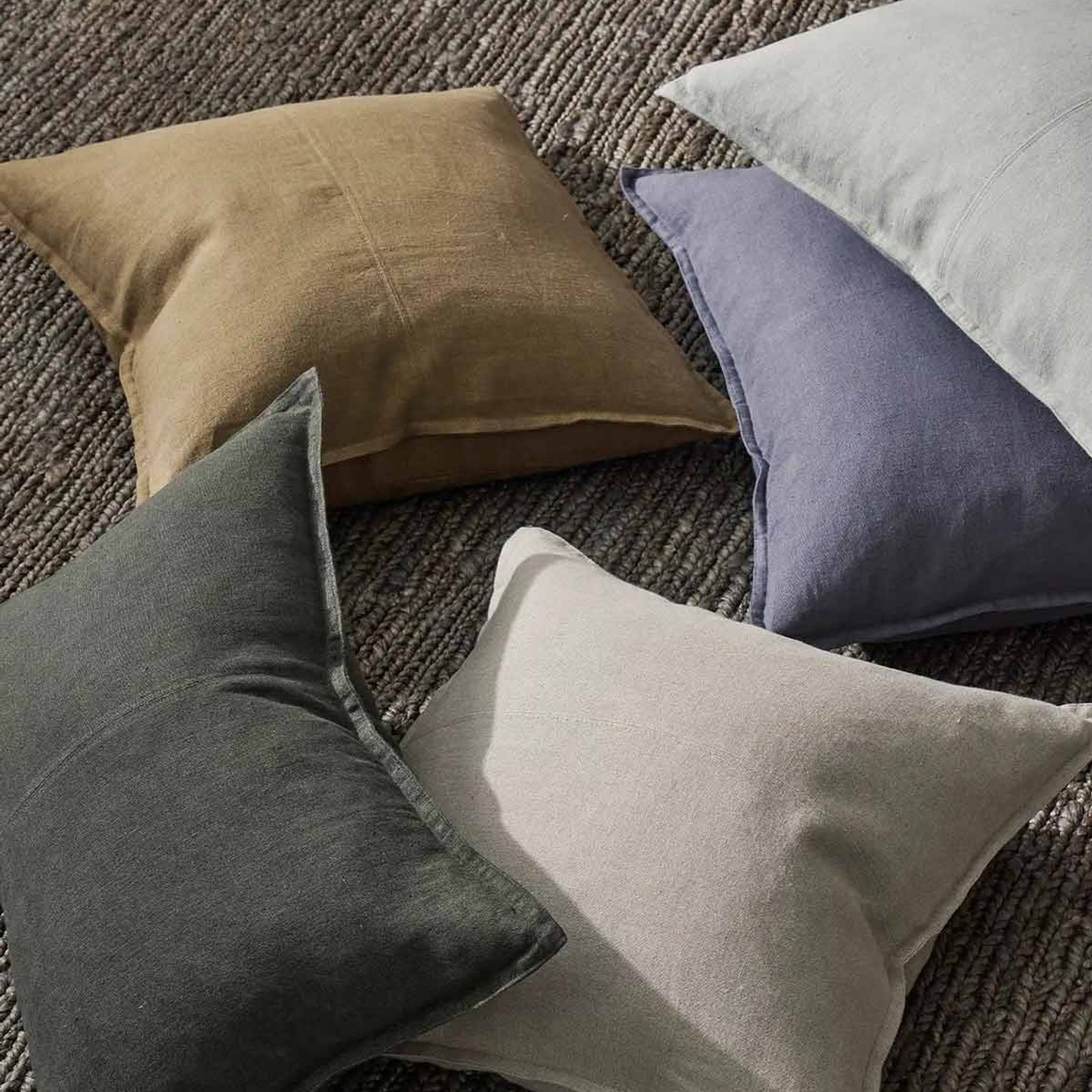 Weave Home European Linen Como Cushion - Smoke | Three Sizes gallery detail image