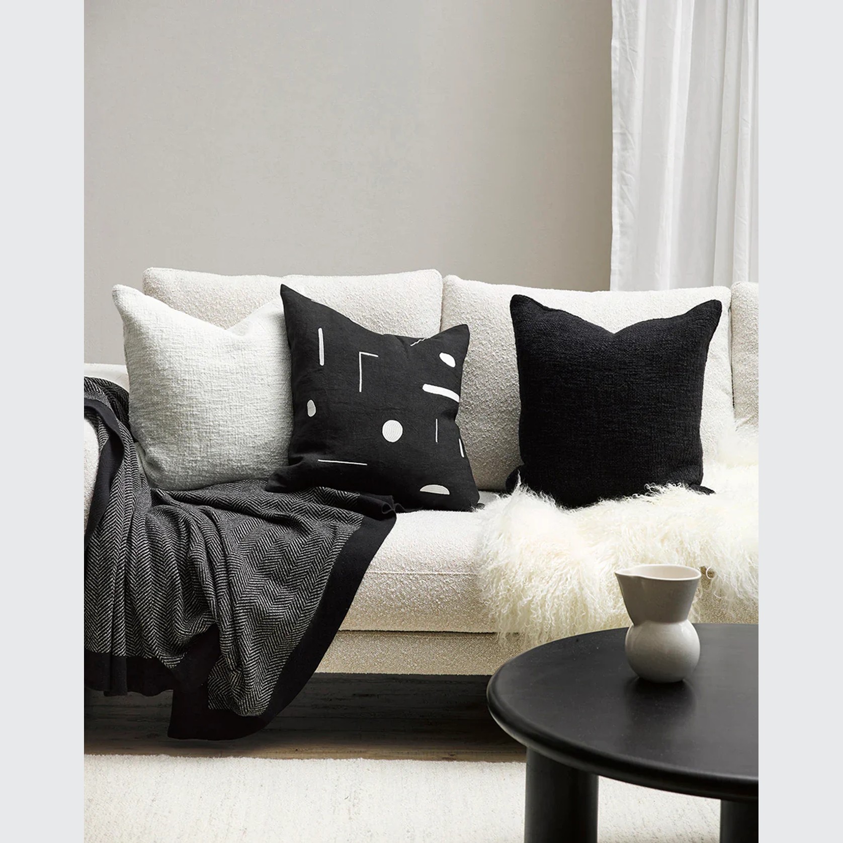 Baya Cyprian Cushion - Black | 50 x 50cm gallery detail image