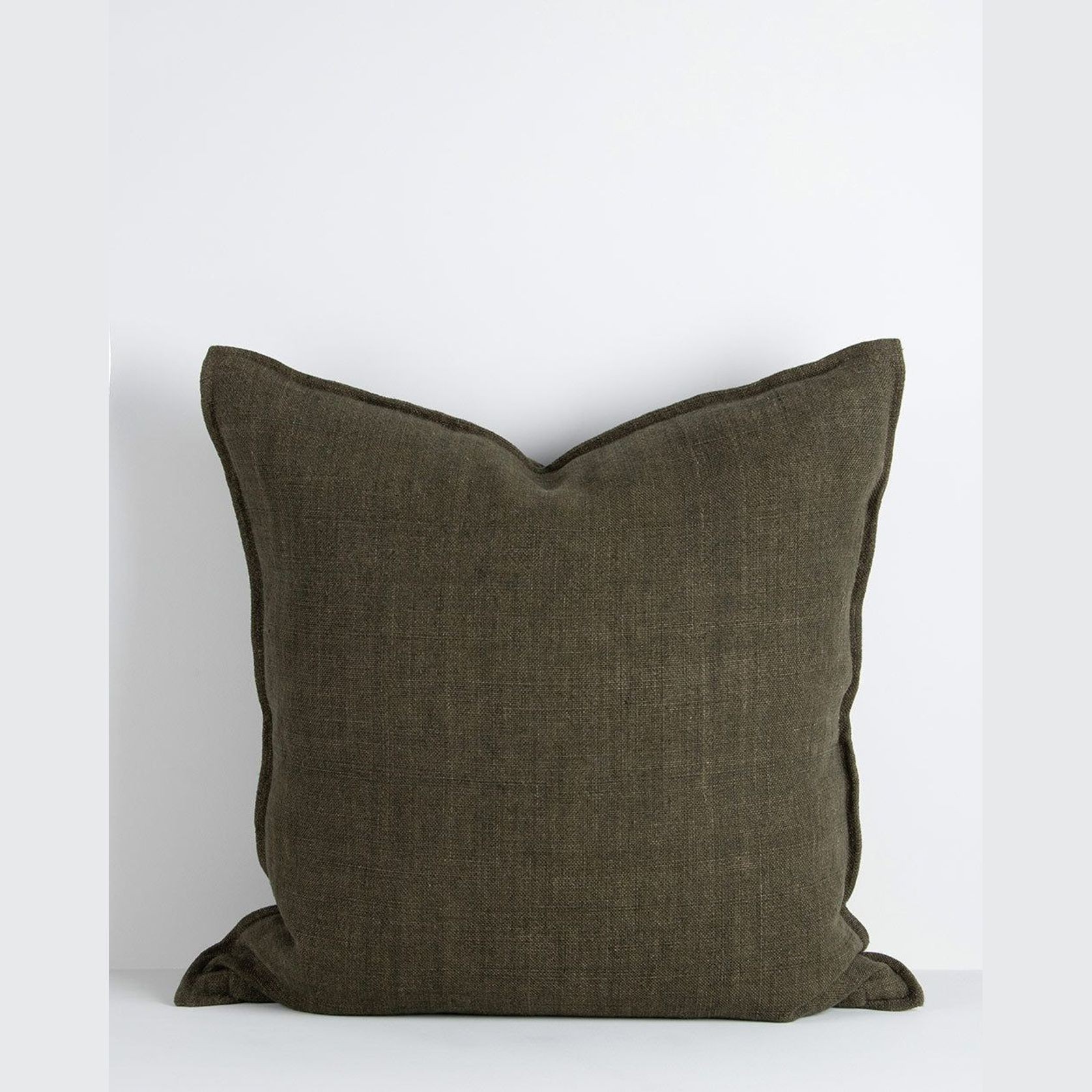 Baya Flaxmill Handwoven Linen Cushion - Winter Moss | Two Sizes gallery detail image