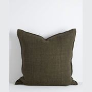 Baya Flaxmill Handwoven Linen Cushion - Winter Moss | Two Sizes gallery detail image