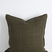 Baya Flaxmill Handwoven Linen Cushion - Winter Moss | Two Sizes gallery detail image