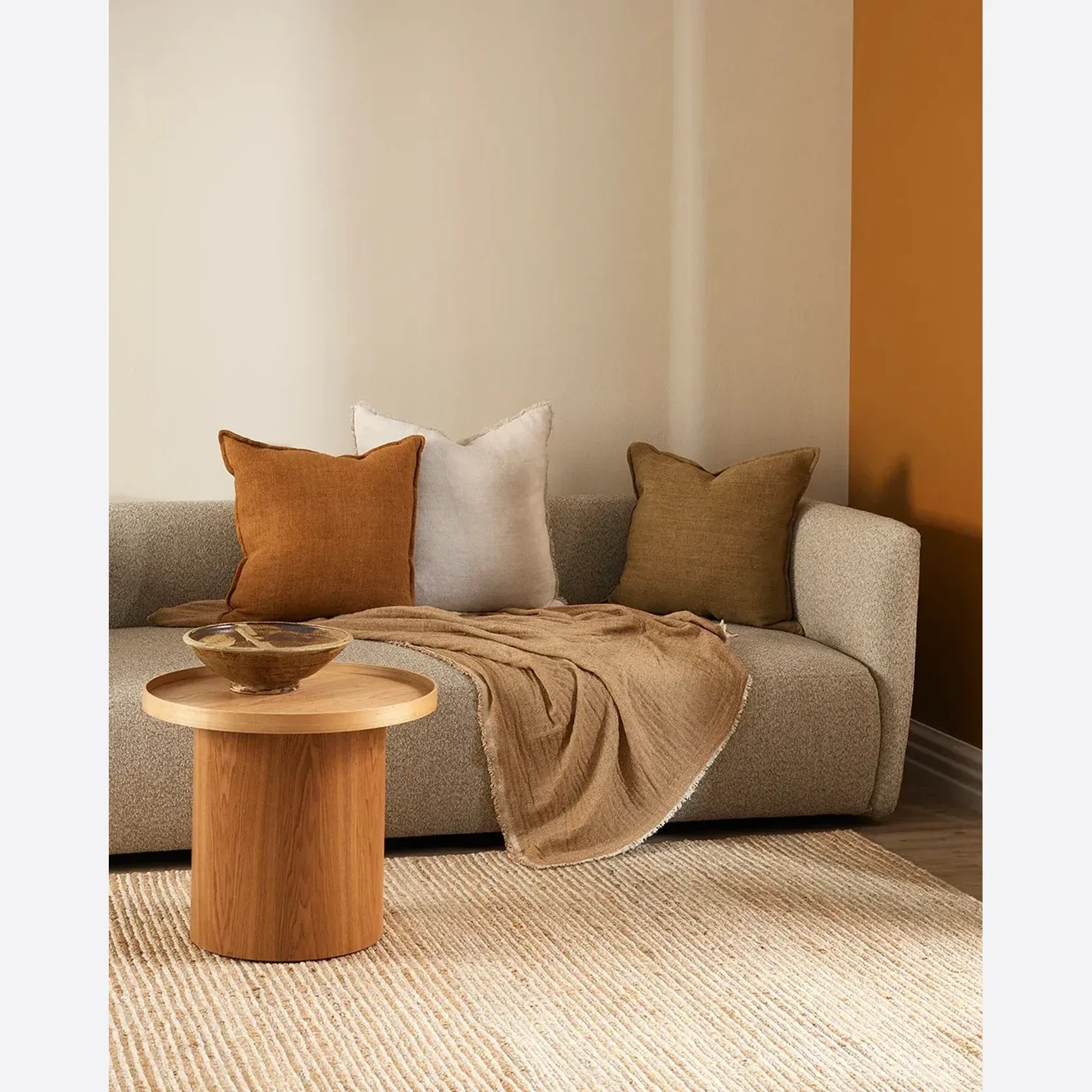 Baya Flaxmill Handwoven Linen Cushion - Pecan gallery detail image
