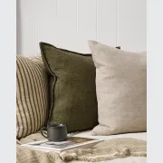 Baya Flaxmill Handwoven Linen Cushion - Winter Moss | Two Sizes gallery detail image
