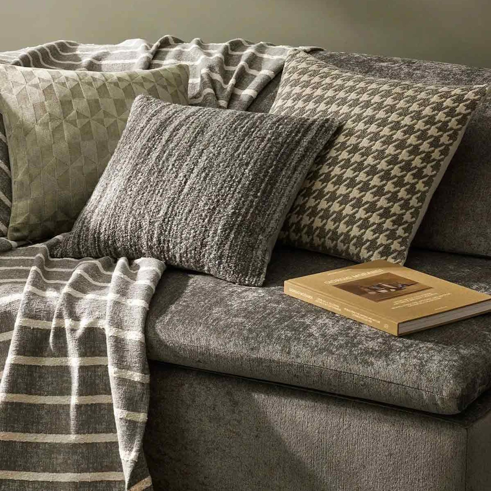 Weave Home Giovanni Cushion - Mist | Bouclé Houndstooth gallery detail image