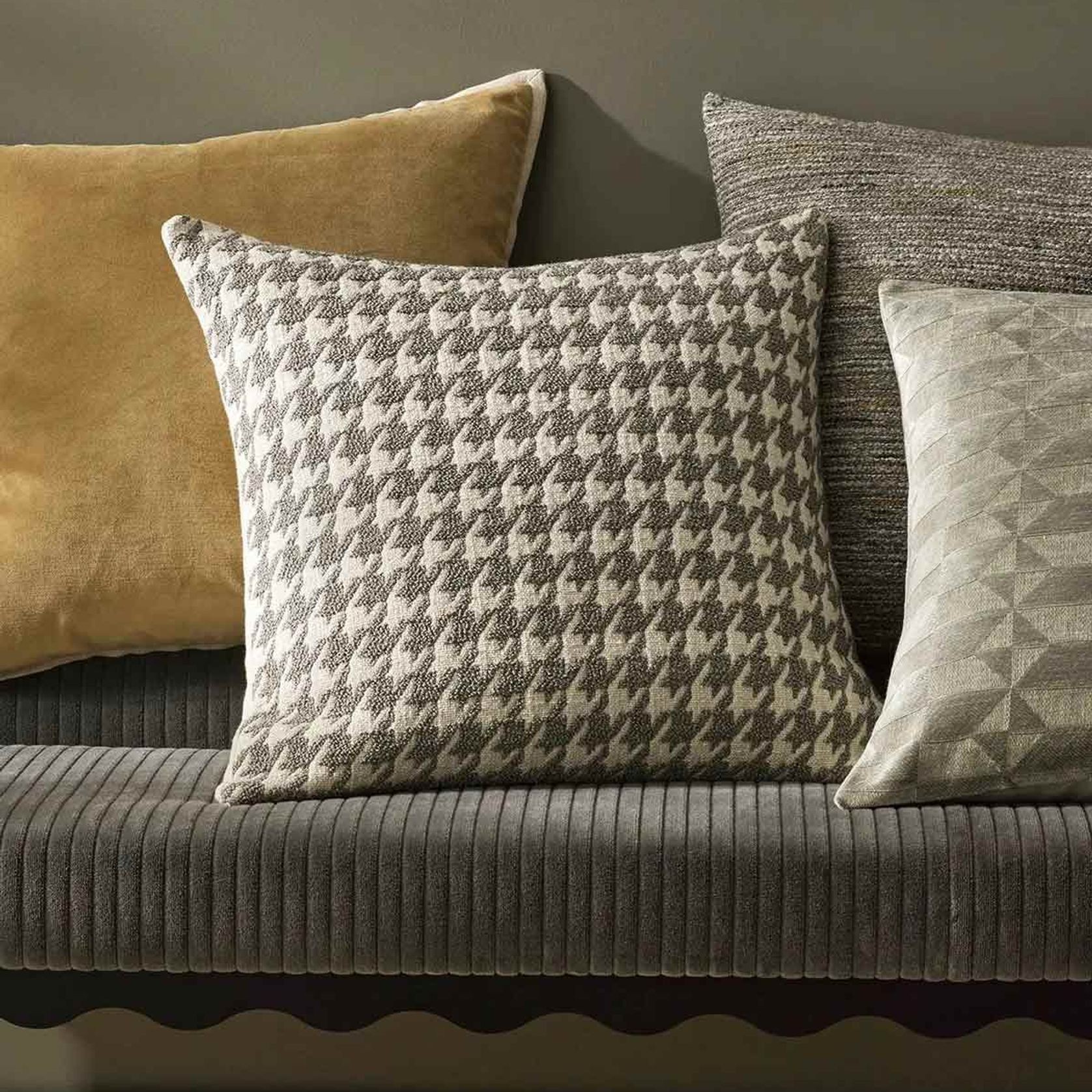 Weave Home Giovanni Cushion - Mist | Bouclé Houndstooth gallery detail image