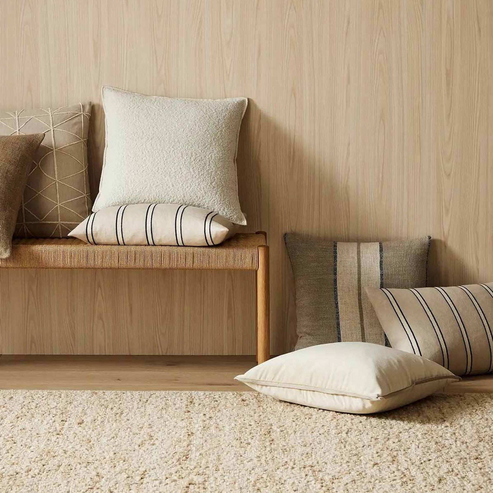 Weave Home Vinnie Striped Cushion - Glacier | Square and Lumbar gallery detail image