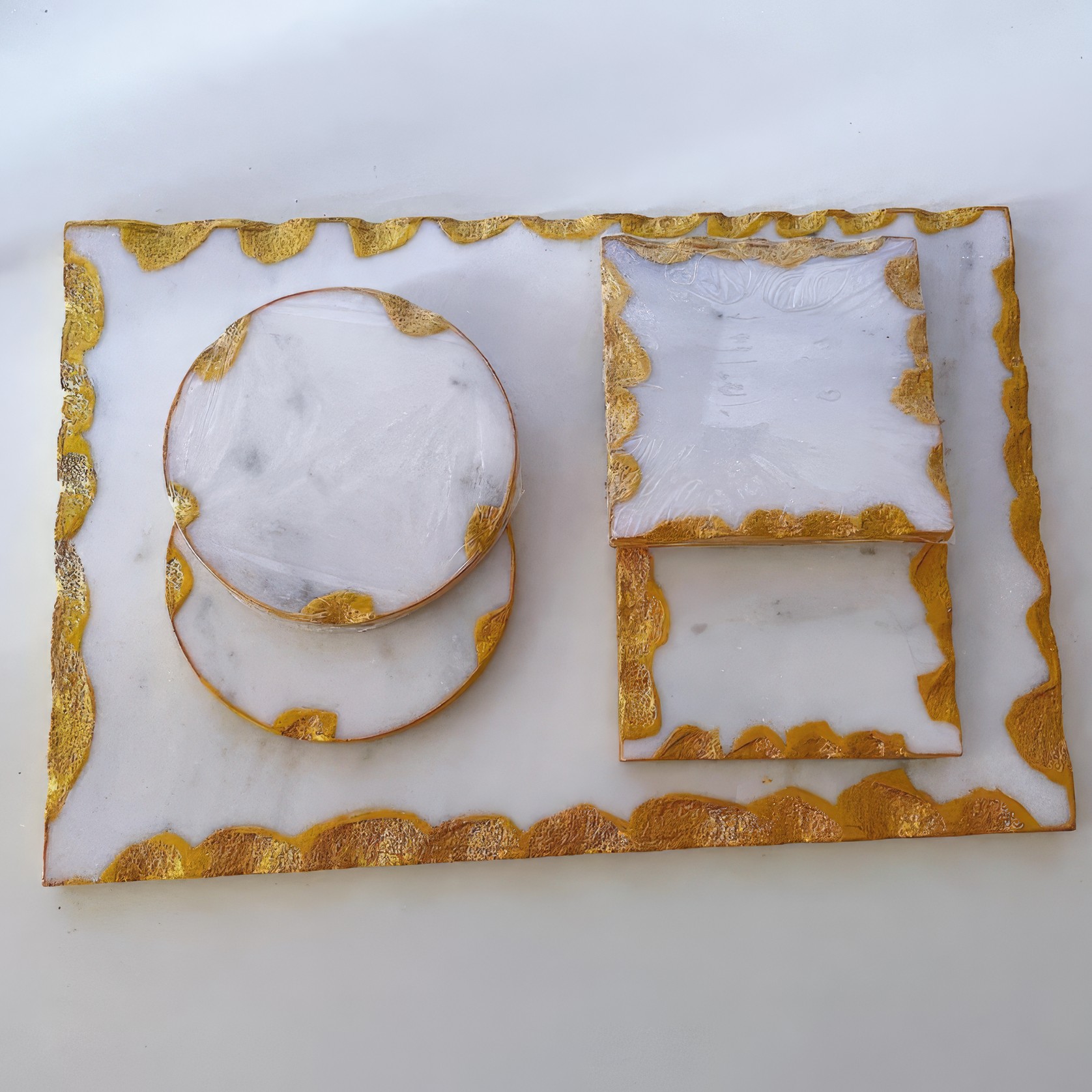 Marble With Gold Design Tray gallery detail image