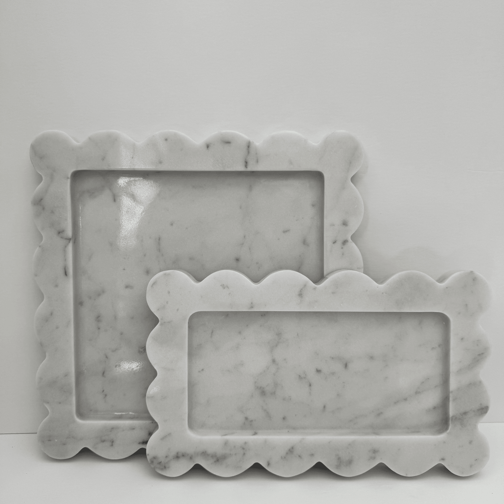 Scalloped Edge Tray - Carrara Marble gallery detail image