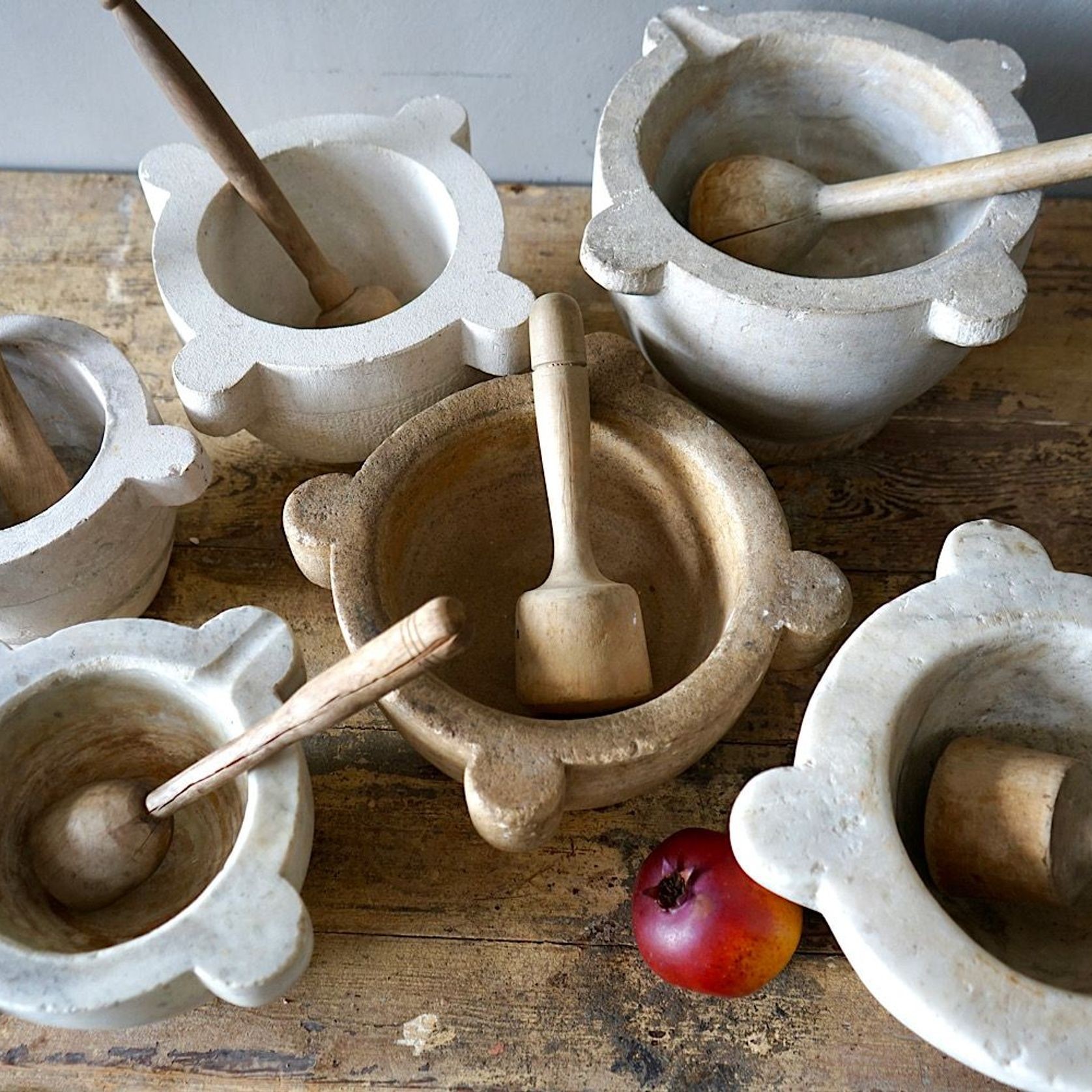 Antique French Marble Mortar & Pestle gallery detail image