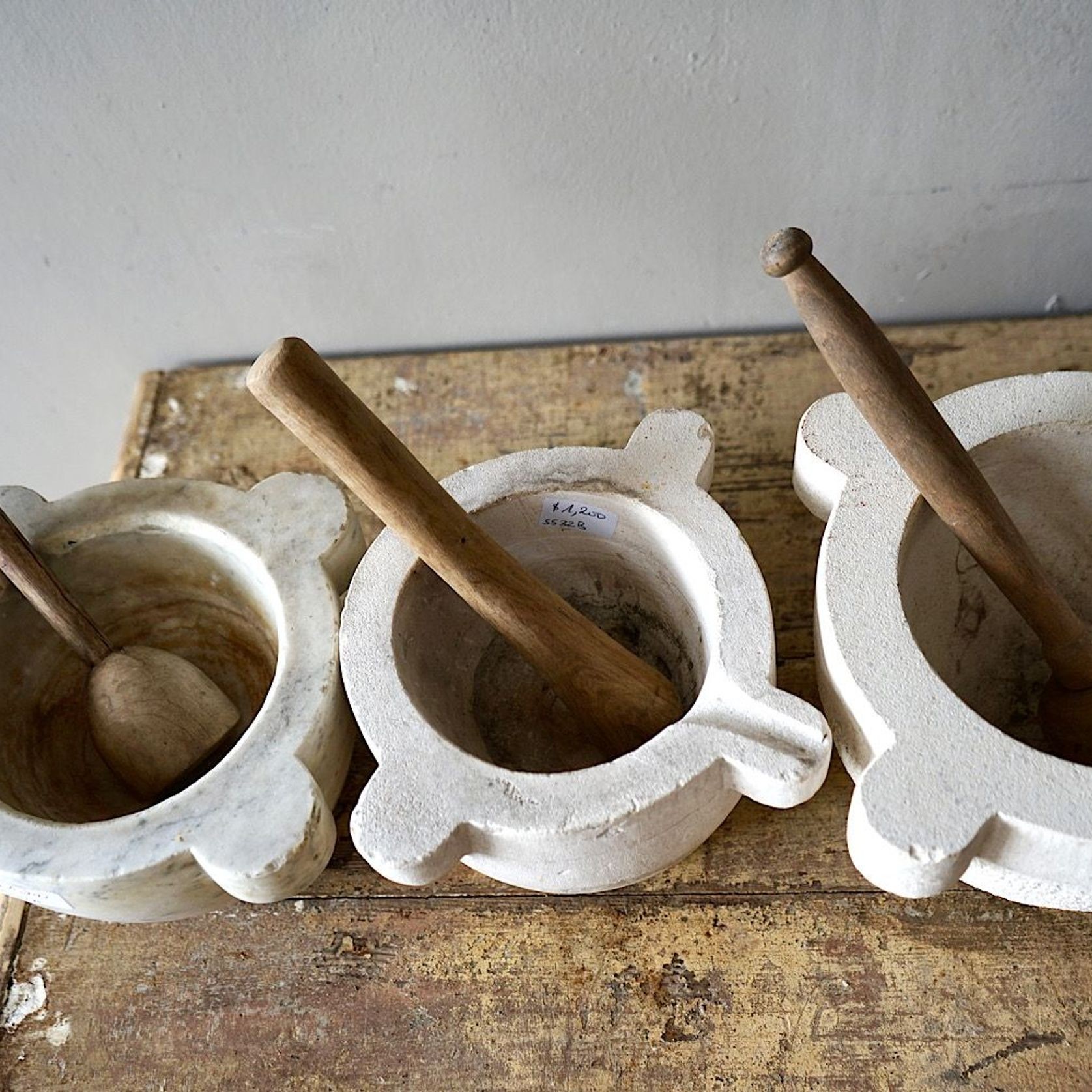 Antique French Marble Mortar & Pestle gallery detail image