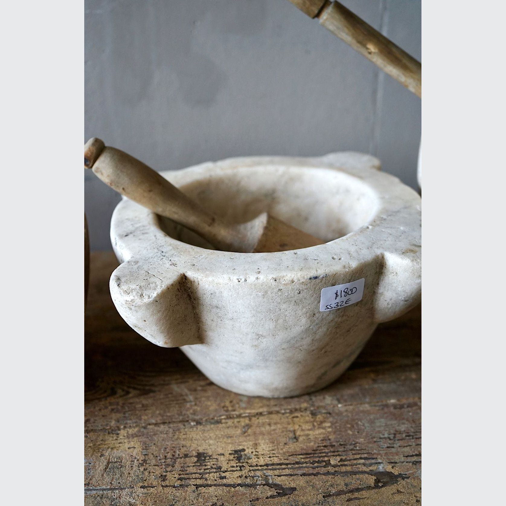 Antique French Marble Mortar & Pestle gallery detail image