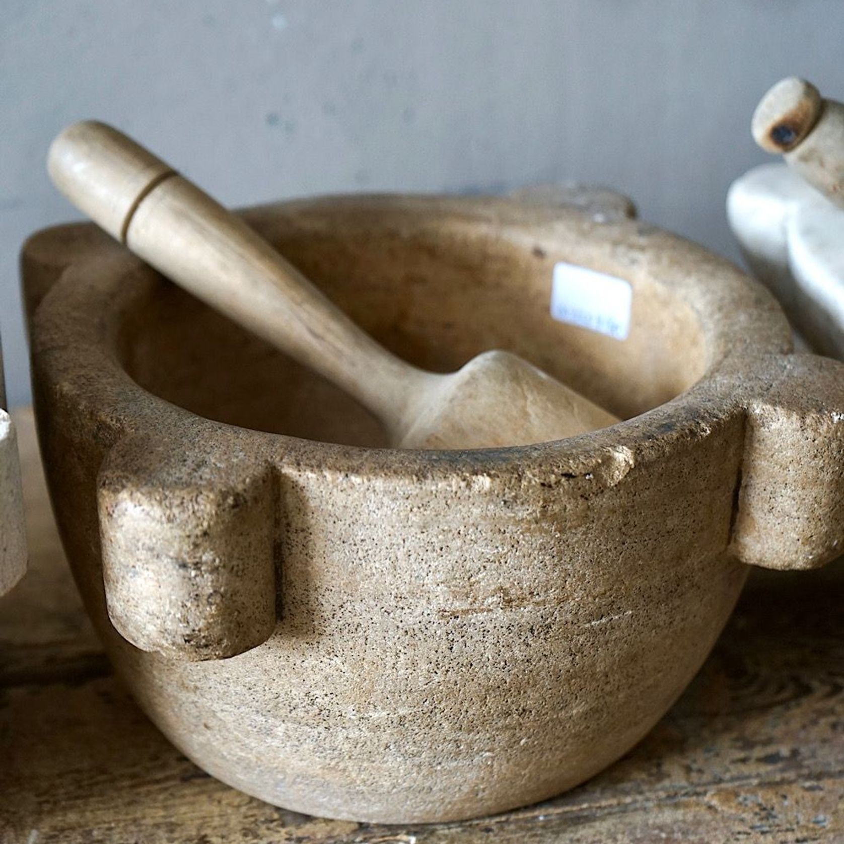 Antique French Marble Mortar & Pestle gallery detail image