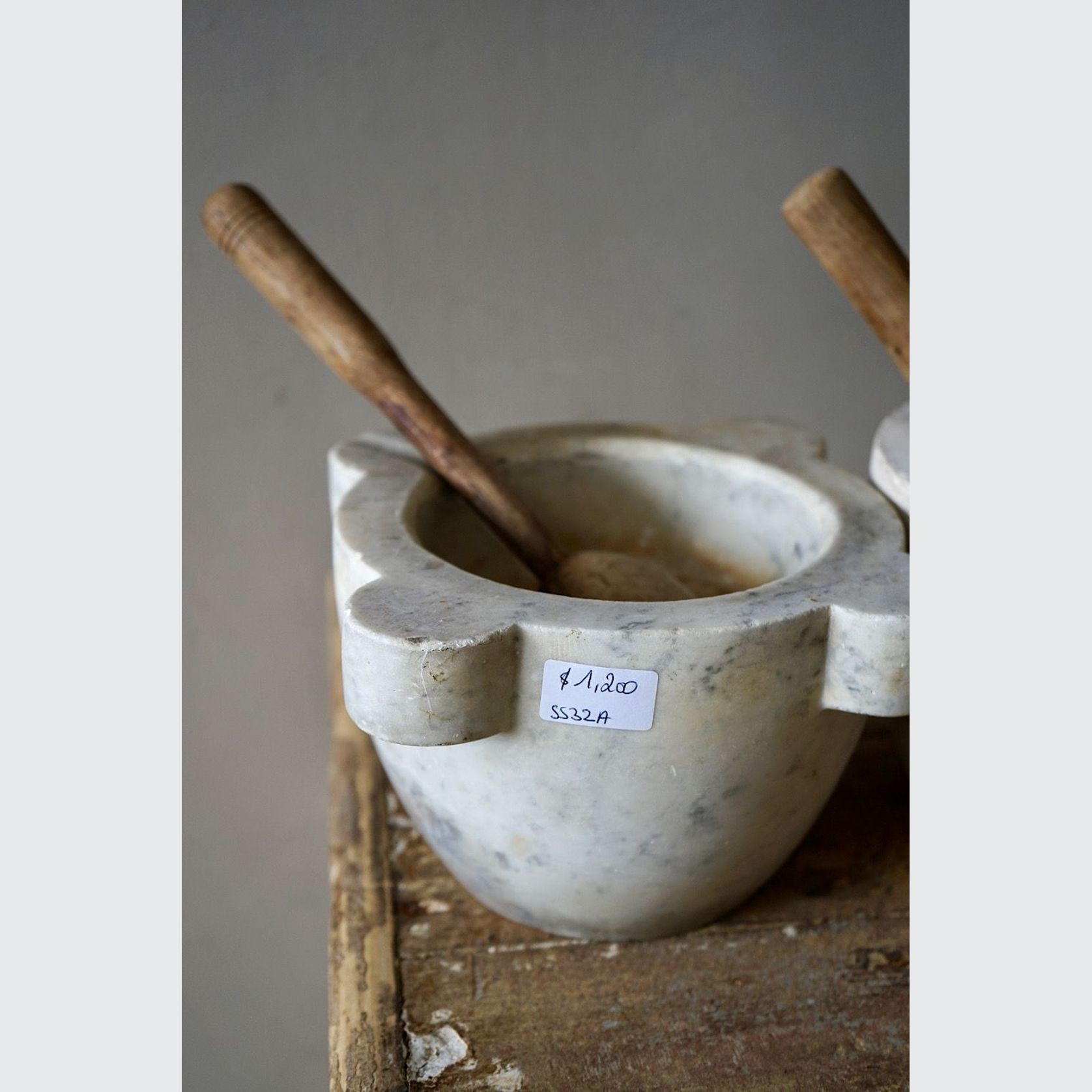 Antique French Marble Mortar & Pestle gallery detail image