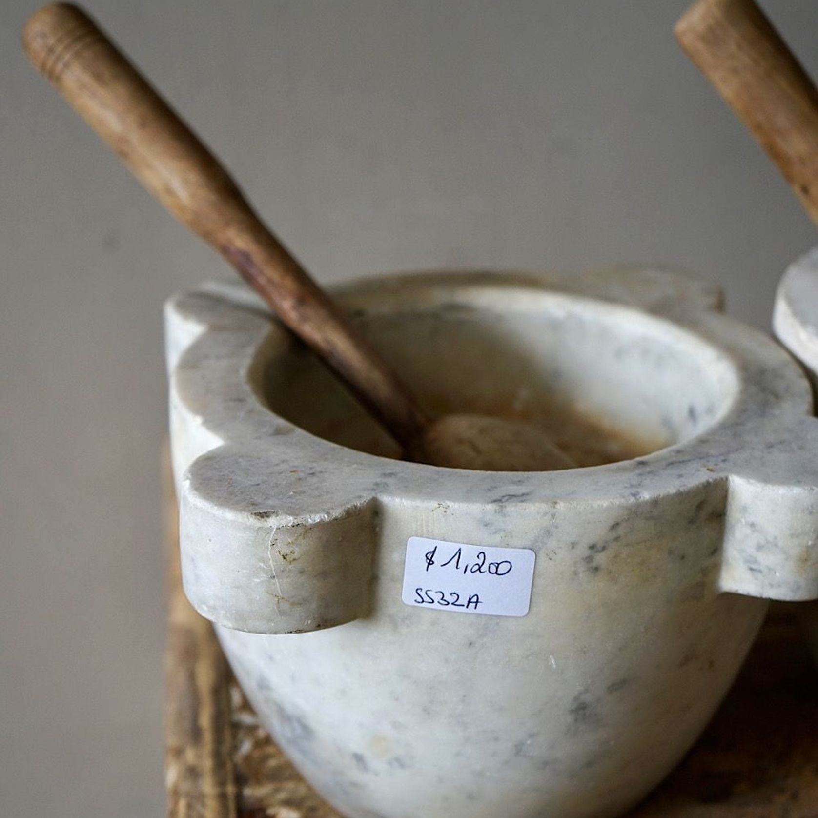 Antique French Marble Mortar & Pestle gallery detail image