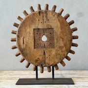 Large Antique Mounted Wooden Cog gallery detail image