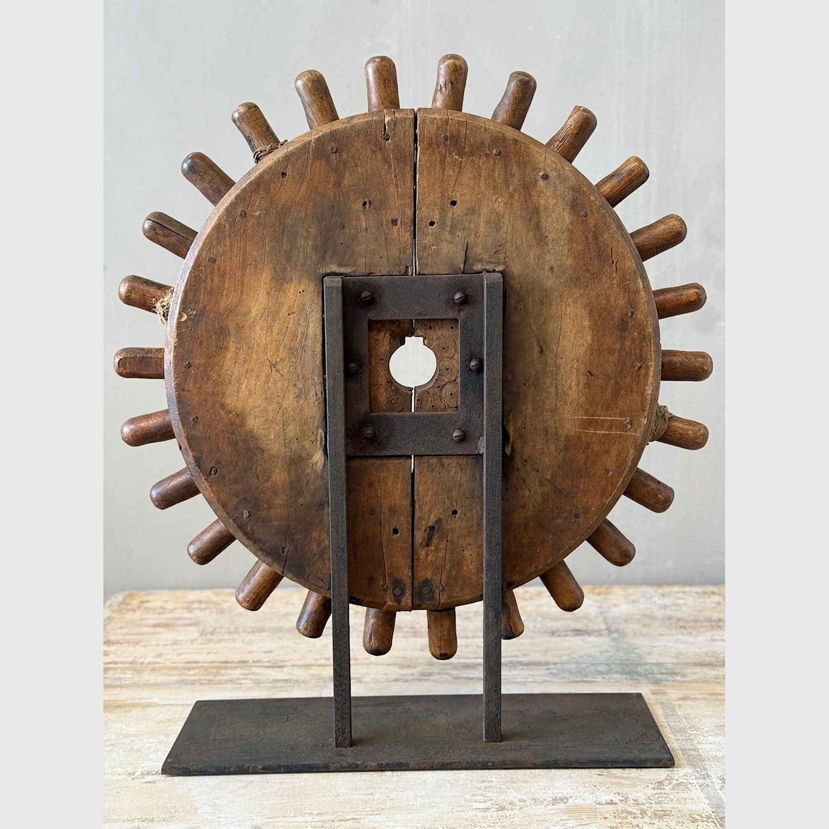 Large Antique Mounted Wooden Cog gallery detail image