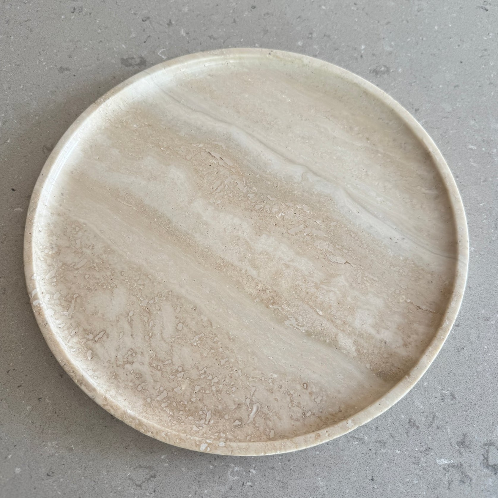 Round Tray - Veincut Travertine gallery detail image