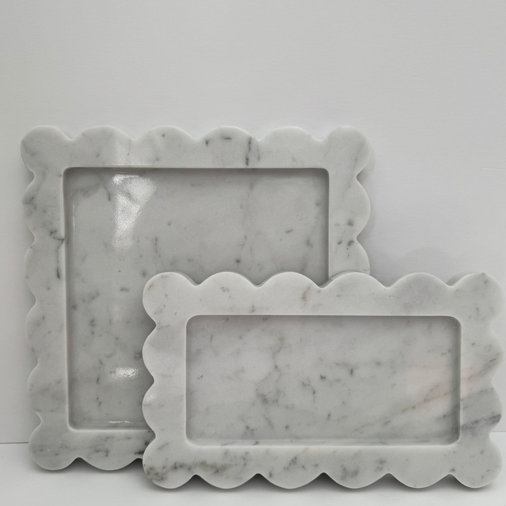 Scalloped Edge Tray - Carrara Marble gallery detail image