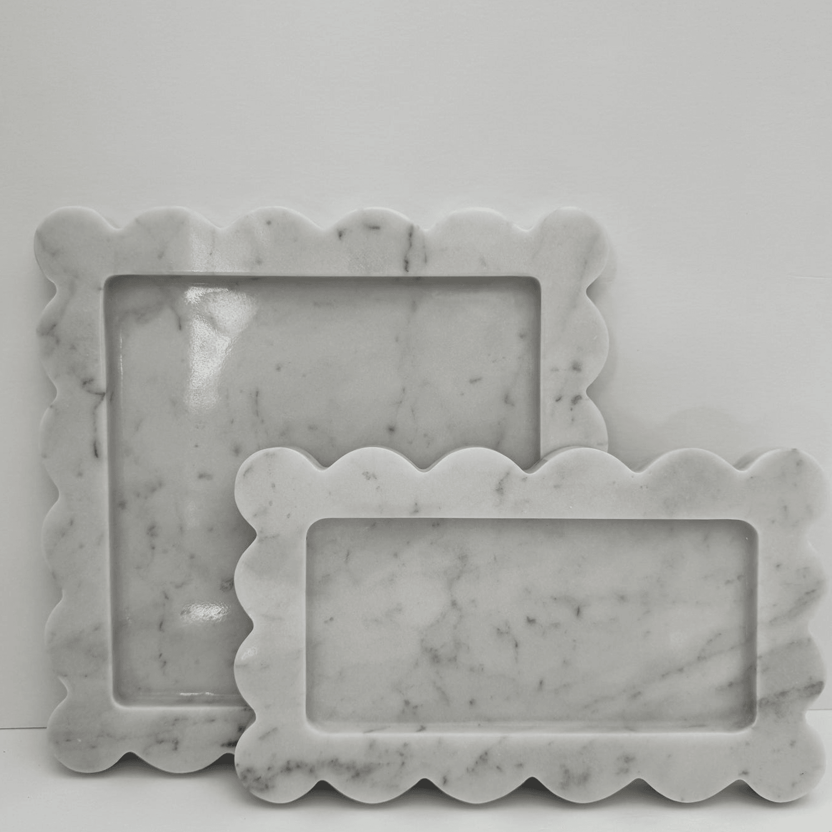 Scalloped Edge Tray - Carrara Marble gallery detail image