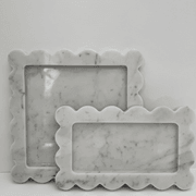 Scalloped Edge Tray - Carrara Marble gallery detail image