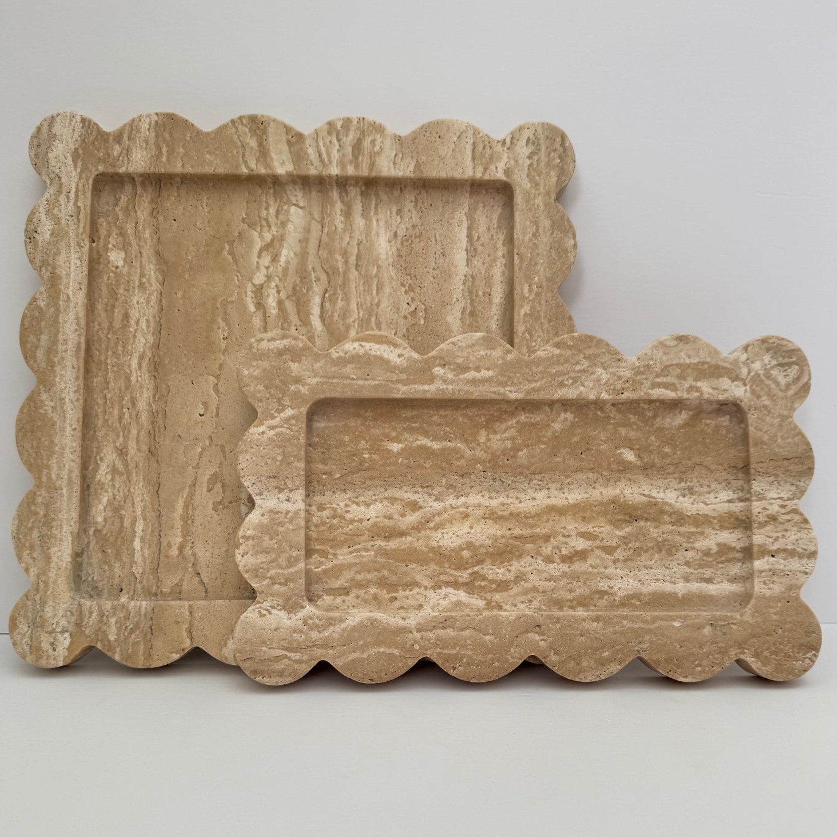 Scalloped Edge Tray – Travertine gallery detail image