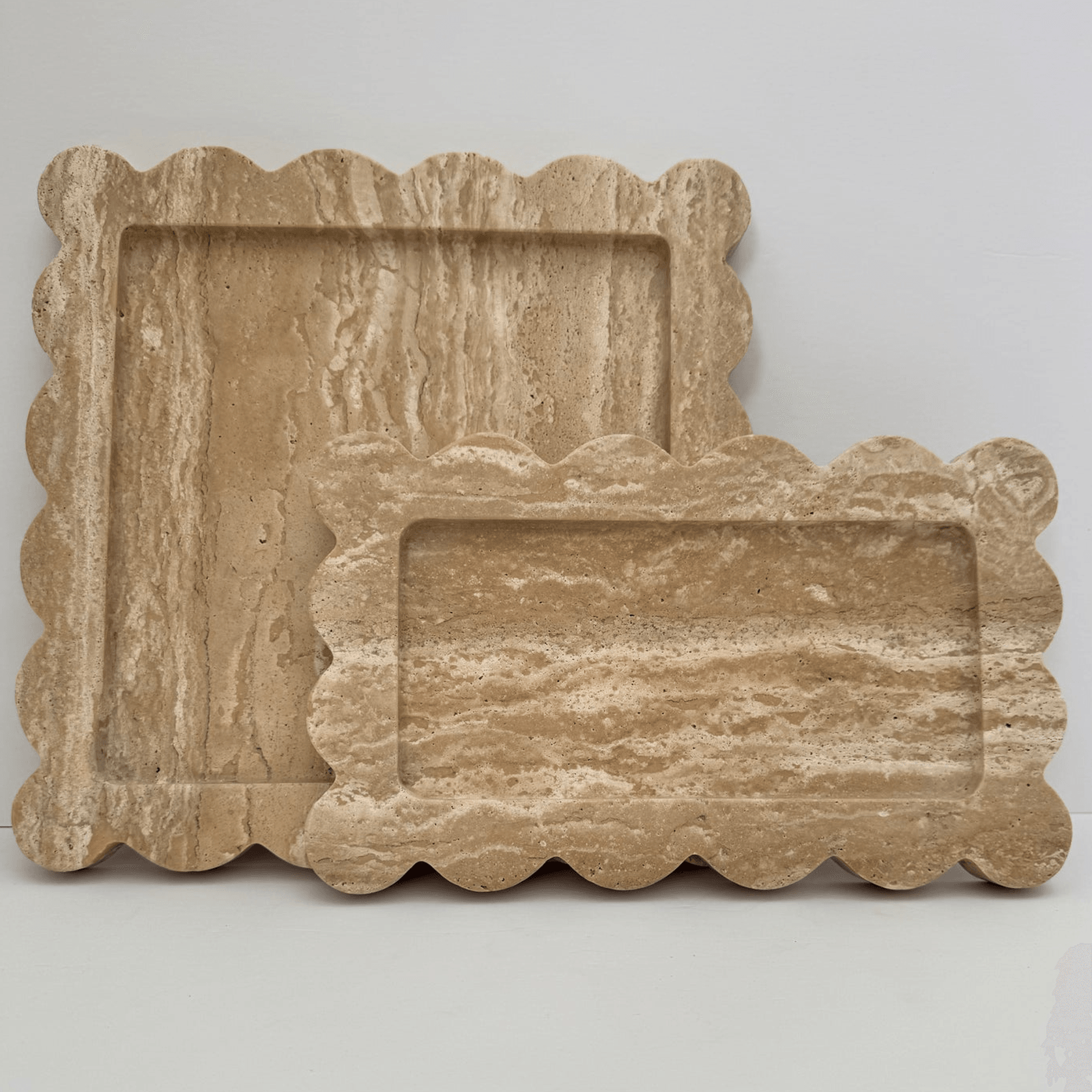 Scalloped Edge Tray – Travertine gallery detail image