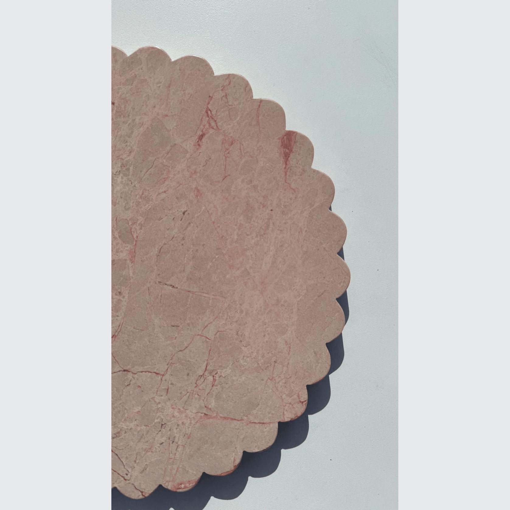 Scalloped Edge Round Tray - Pearl Pink Blush Marble gallery detail image
