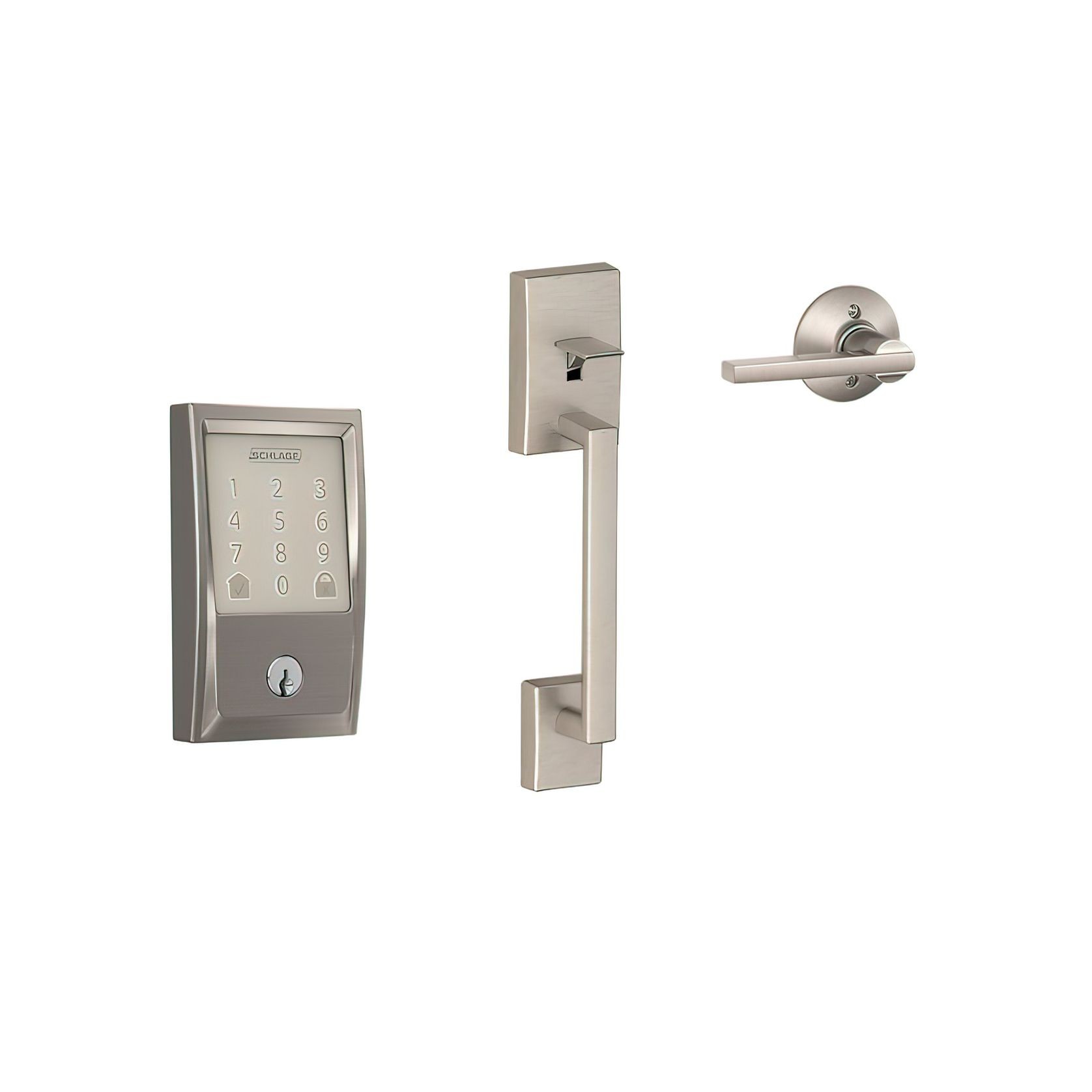 Schlage Encode Smart Deadbolt & Handle Set Satin Nickel gallery detail image