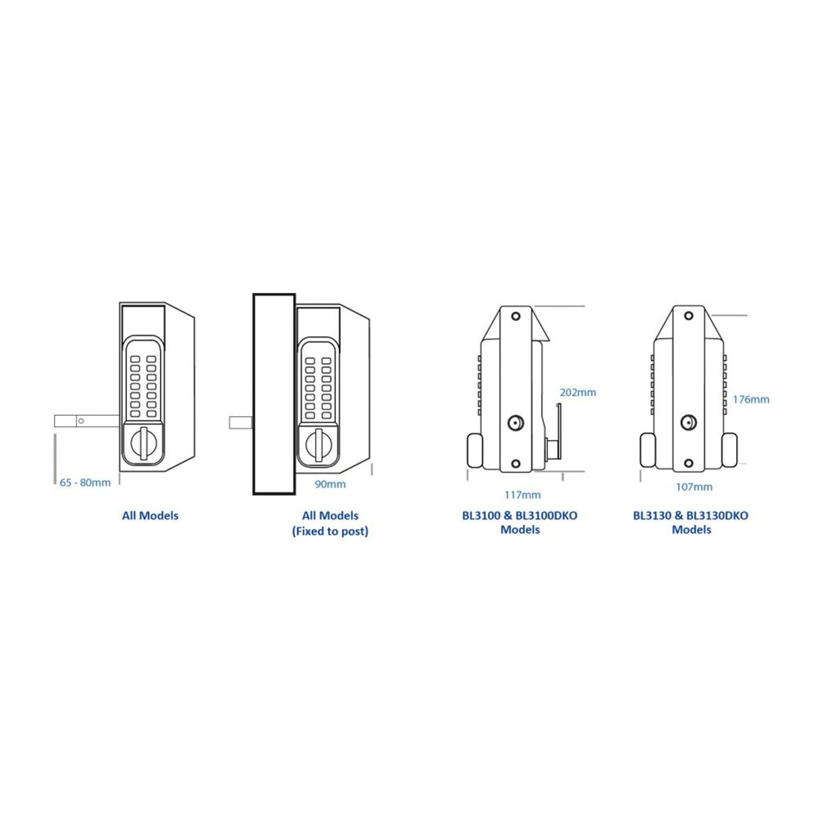 Borg Digital Gate Lock Marine Grade Black BL3100BLK gallery detail image