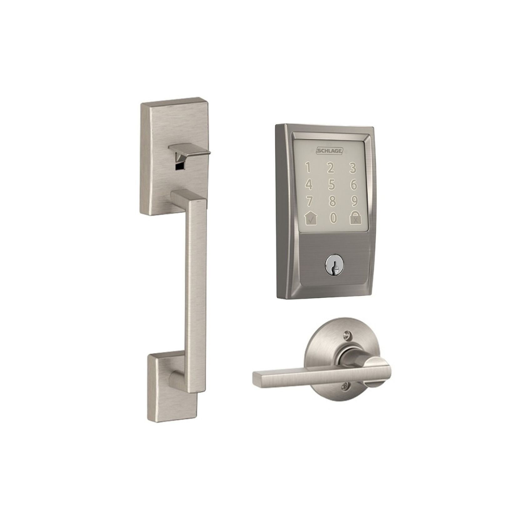 Schlage Encode Smart Deadbolt & Handle Set Satin Nickel gallery detail image