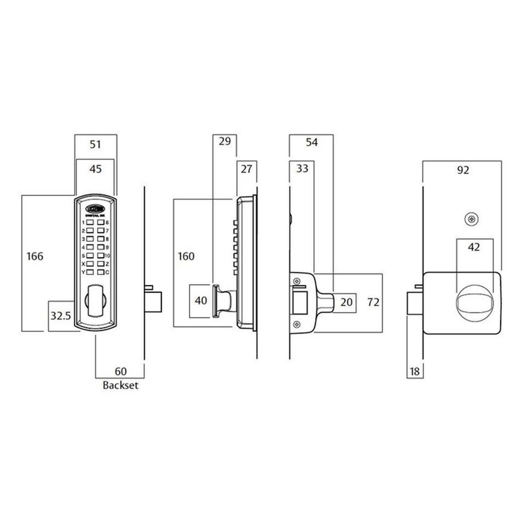 Lockwood Digital Lock Set Knob Timber Frame Strike 002-1DXSC gallery detail image