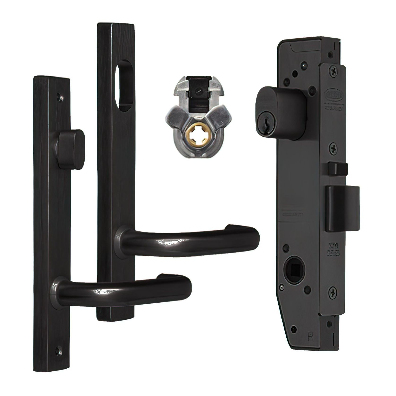Lockwood Narrow Mortice Lock Kit Cyl/Turn/Handles Black gallery detail image