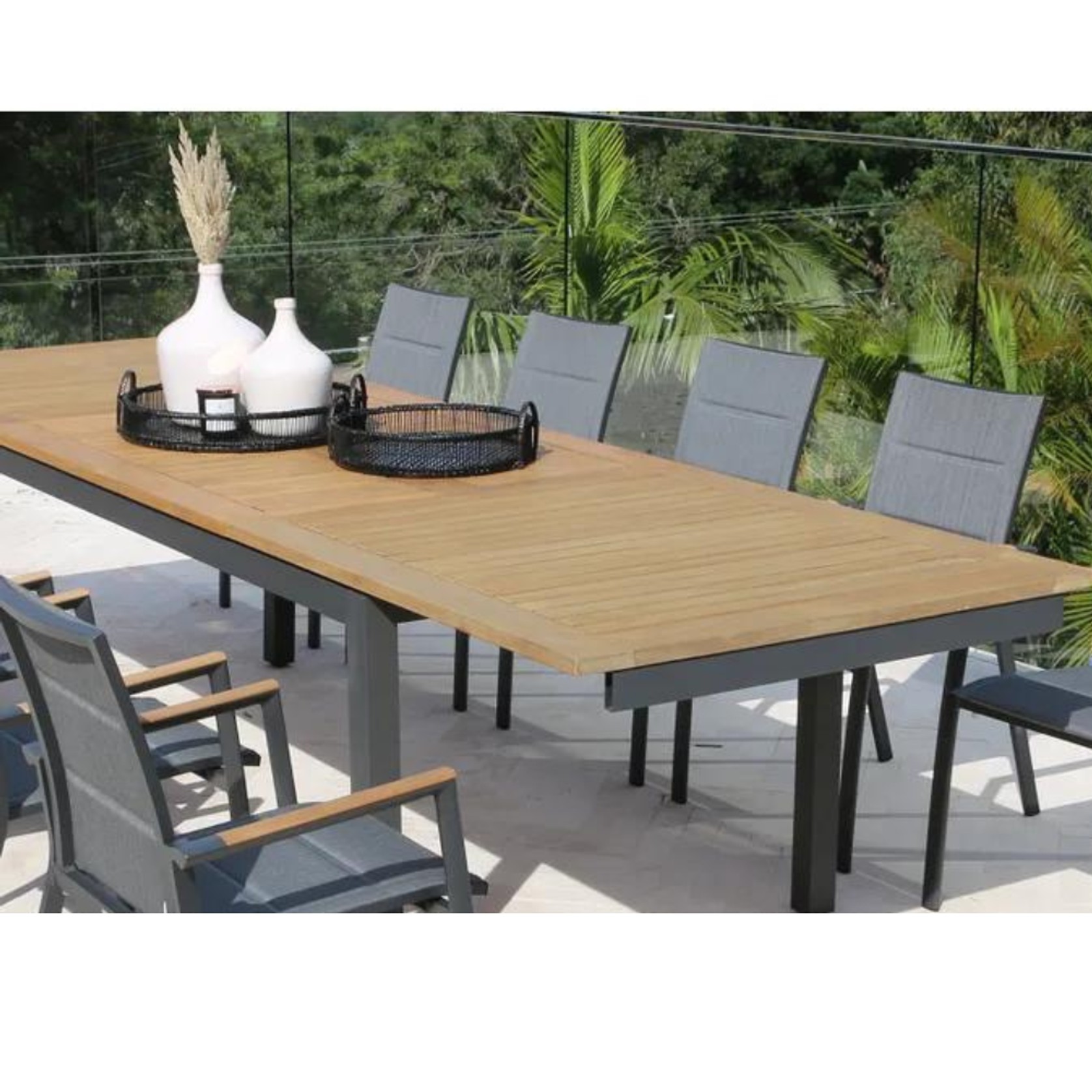 Barcelona Extension Outdoor Table & Sevilla Teak Chairs gallery detail image