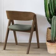 Gaudo Hardwood Dining Chair | Walnut | Green Fabric gallery detail image