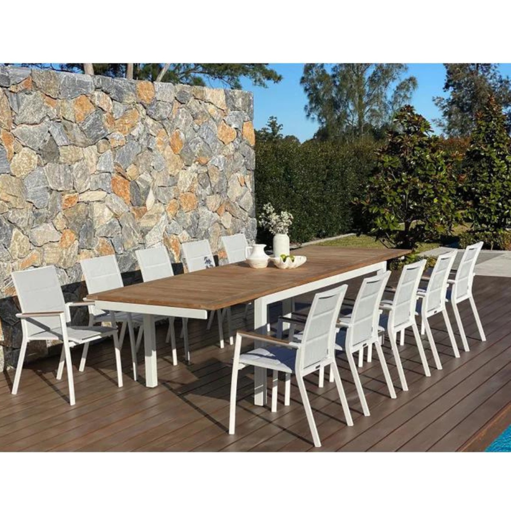 Barcelona Extension Outdoor Table & Sevilla Teak Chairs gallery detail image