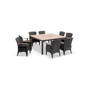 Sahara 8 Square Teak Table w/Kai Outdoor Wicker Chair gallery detail image